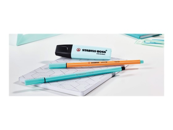 1 Lot de 15 Surligneurs STABILO Boss Original + support de bureau