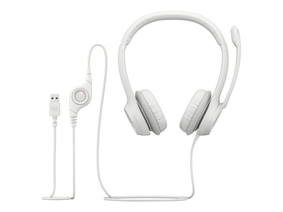 LOGITECH H390 Headset on-ear wired USB-A off-white