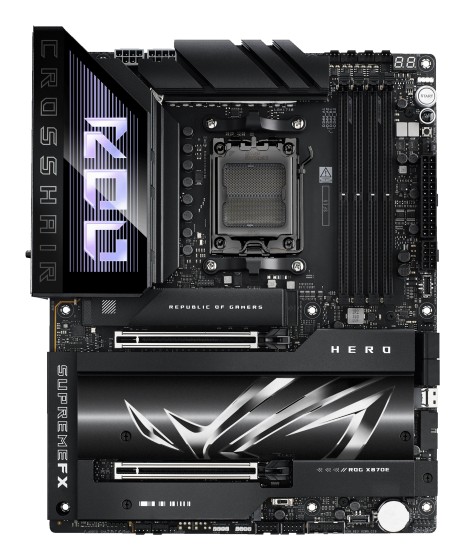ASUS ROG CROSSHAIR X870E HERO - Carte-mère - ATX - Socket AM5 - AMD X870E Chipset - USB4, USB 3.2 Gen 2, USB-C 3.2 Gen2, USB 3.2 Gen 1, USB-C 3.2 Gen 2x2 - Wi-Fi 7, Bluetooth, 5 Gigabit Ethernet - carte graphique embarquée (unité centrale requise) - audio