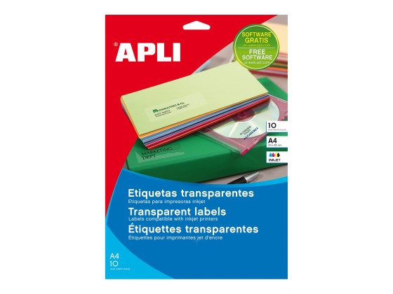 1 Etui de 10 Planches d'étiquettes transparentes 63,5x38,1 mm 210 é/Bte