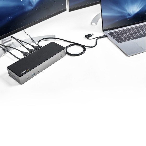 StarTech.com Dock USB-C & USB-A - Station d'Accueil Universelle à Triple Écran DisplayPort & HDMI 4K 60Hz - 85W Power Delivery, 6x USB Hub, GbE, Audio - USB 3.1 Gen 2 10Gbps (DK31C3HDPDUE) - Station d'accueil - USB-C - 3 x HDMI, 3 x DP - 1GbE - 85 Watt