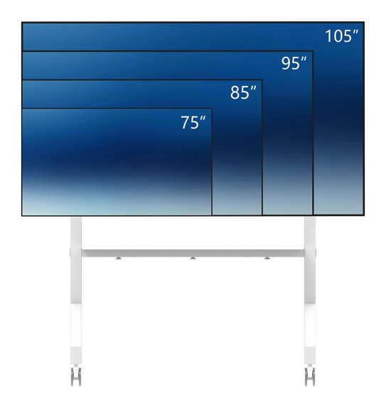 NEOMOUNTS FL50-575WH1 Support au sol mobile pour écran 65-110p - étagère multimédia incluse - installation rapide - TÜV