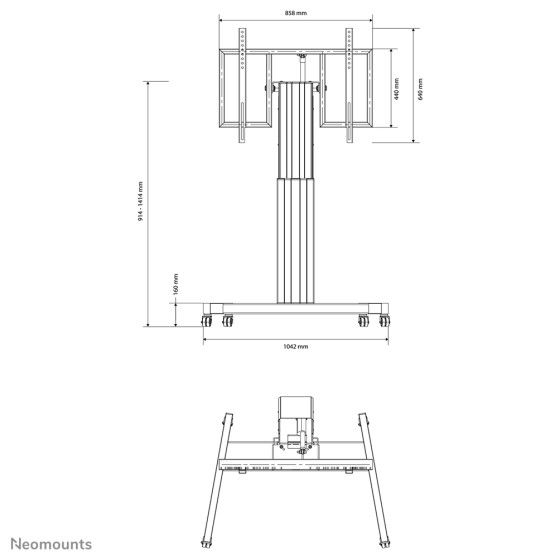 NEOMOUNTS PLASMA-M2500TBLACK Chariot pour écran 42-100p - motorisé - fonction dinclinaison de la table