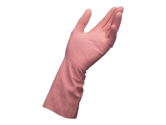 1 Lot de 2 Gants menage latex rose taille 8