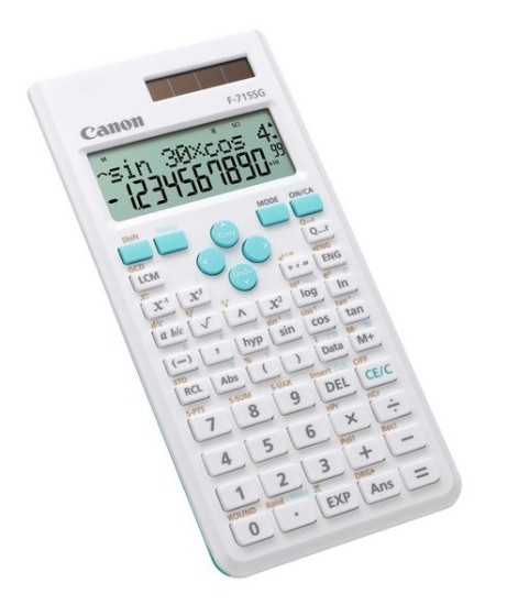 Canon F-715SG - Calculatrice scientifique - 10 chiffres + 2 exposants - panneau solaire, pile - blanc avec bleu