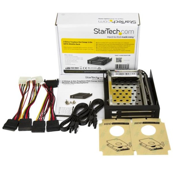 StarTech.com Rack amovible 3.5" sans tiroir pour 2 disques durs 2.5" - Face arrière 3.5 pouces - Echangeable à chaud - Hot swap - Adaptateur pour baie de stockage - noir