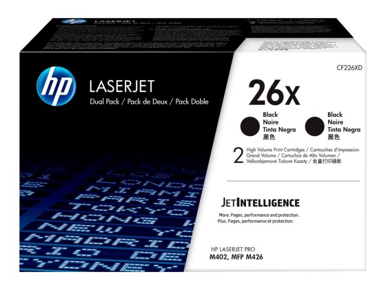 HP 26X LaserJet, lot de 2 cartouches de toner grande capacité authentiques, noir