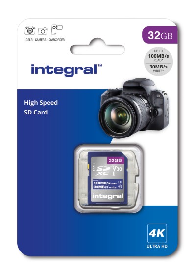 Integral - Carte mémoire flash - 32 Go - Video Class V30 / UHS-I U3 / Class10 - SDHC UHS-I