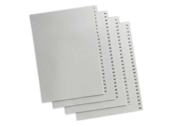 1 Jeu d'intercalaires numériques FIDUCIAL polyprop. A4 maxi 100 touches