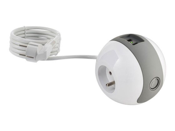 1 Multiprise WATTBALL compacte et mobile- Coloris : Blanc/gris