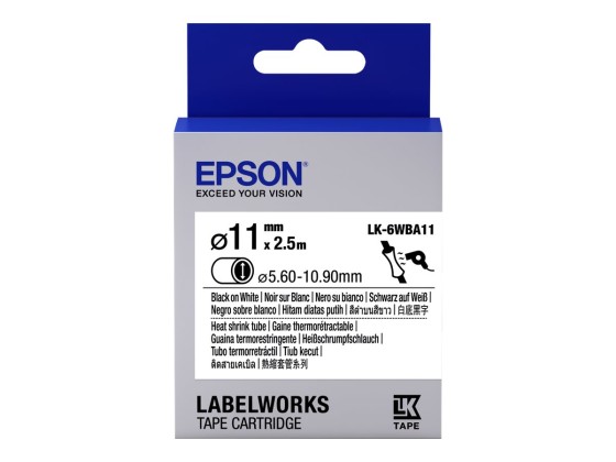 EPSON Ruban LK-6WBA11 - Gaine thermorétractable HST Noir/Blanc d11/2,5