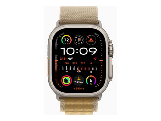 Apple Watch Ultra 2 - 49 mm - titanium naturel - montre intelligente avec Boucle Alpine - textile - ocre - taille du bracelet : M - 64 Go - LTE, Wi-Fi 4, UWB, Bluetooth - 4G - 61.4 g