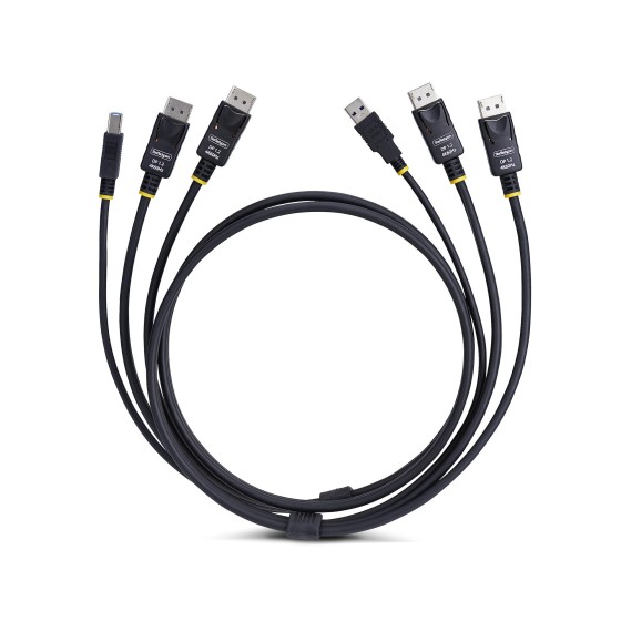 StarTech.com 6ft (1.8m) Dual-DisplayPort and USB 5Gbps KVM Cable - Câble clavier / vidéo / souris (KVM) - DisplayPort, USB type A (M) pour DisplayPort, USB Type B (M) - 1.83 m - support pour 4K60Hz, prise en charge de HDR10 - noir