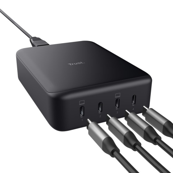 TRUST Maxo 240W GaN Desktop Charger with 4 USB-C Ports EU Black