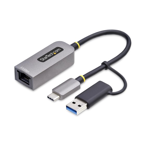 StarTech.com 2.5GbE USB-C to Ethernet Adapter with USB-A Converter - Adaptateur réseau - USB-C 3.2 Gen 1 / Thunderbolt 3 - Ethernet 10M/100M/1G/2,5 Gigabit - gris sidéral