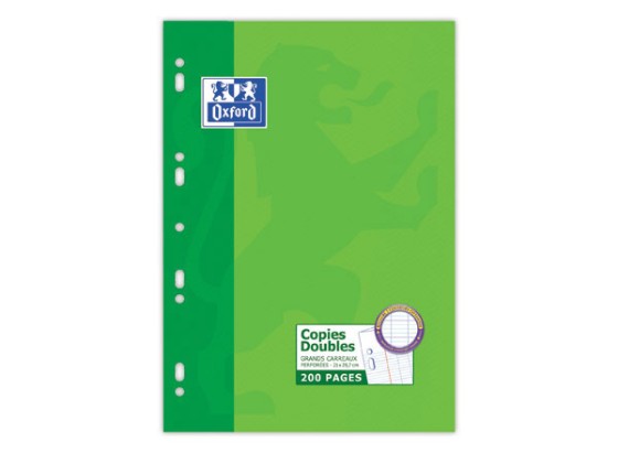 1 Etui de 50 Copies doubles Oxford, avec marge, A4,perforé, seyès, 200 p.