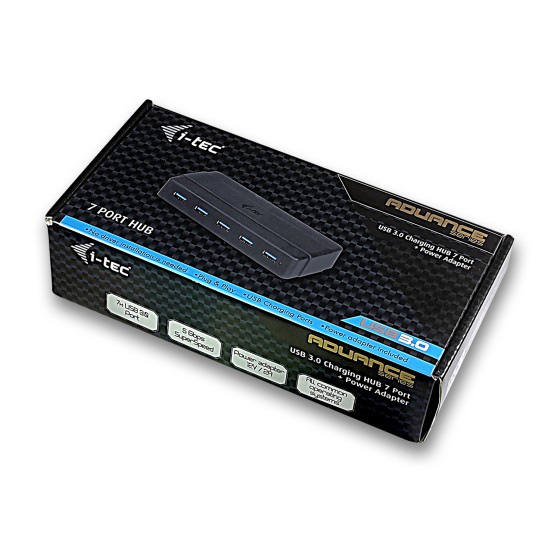I-TEC USB 3.0 Advance Charging HUB 7 with power adapter 7xUSB Chargingport. For Tablets Notebooks Ultrabooks PC