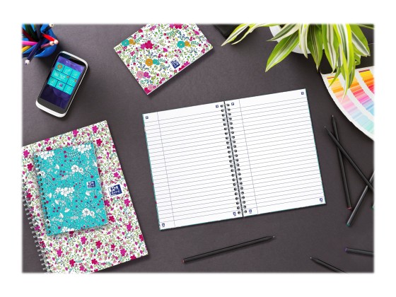 1 Cahier spirale Oxford Flowers A5 14,8 x 21 cm 120 pages