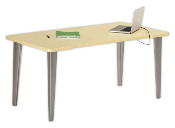 1 Bureau BORDEAUX 160 x 80 chêne clair -pieds aluminium monté