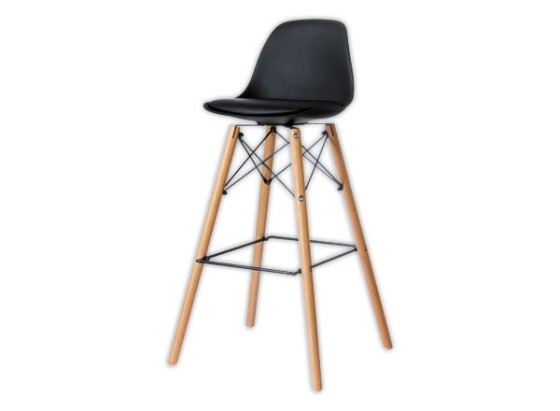 1 Lot de 2 Tabourets STEELWOOD pied hêtre assise noire