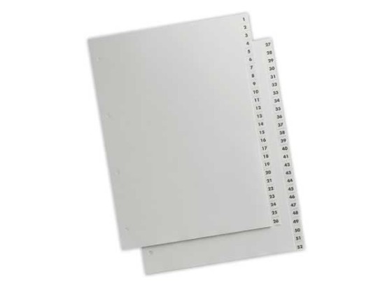 1 Jeu d'intercalaires numériques FIDUCIAL polyprop. A4 maxi 52 touches