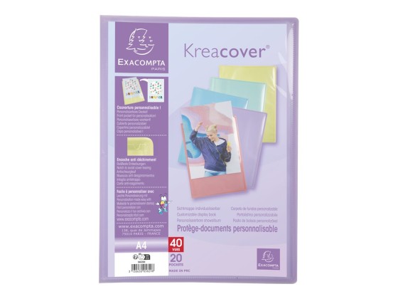1 Protège-documents personnalisables Kreacover Pastel-20 poches - Assort
