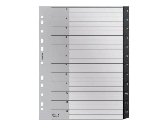 1 Jeu d'intercalaires numériques extra larges LEITZ Recycle - PP- A4-12T