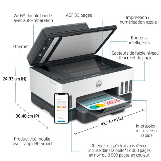 HP Smart Tank 7305 All-in-One A4 color 9ppm Print Scan Copy Light Basalt