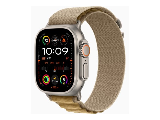 Apple Watch Ultra 2 - 49 mm - titanium naturel - montre intelligente avec Boucle Alpine - textile - ocre - taille du bracelet : M - 64 Go - LTE, Wi-Fi 4, UWB, Bluetooth - 4G - 61.4 g