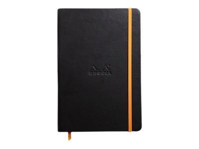 1 Carnet broché Rhodiarama A5 192 pages,ligné, couverture rigide noire