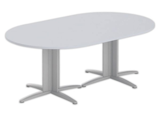 1 Table réunion ovale 200x120 gris/aluminium