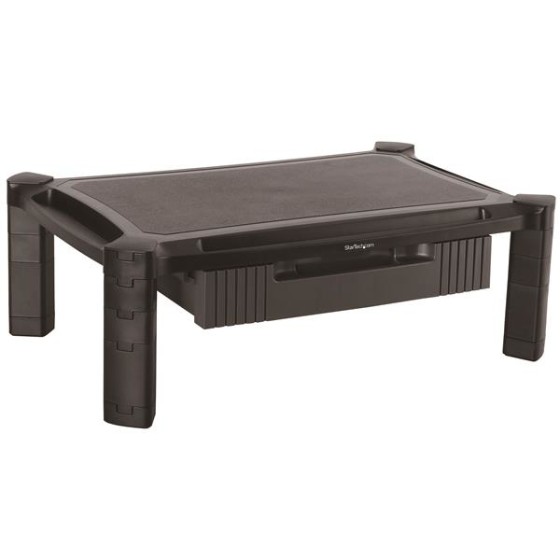 StarTech.com Rehausseur d'écran PC avec tiroir - Hauteur réglable et grand format - Rehausseur moniteur - Support pour écran jusqu'à 32" - Pied (surface de stand, 8 petits élévateurs, 4 élévateurs larges) - pour moniteur - plastique - noir - Taille d'écra