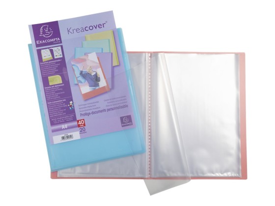 1 Protège-documents personnalisables Kreacover Pastel-20 poches - Assort
