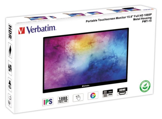 Verbatim 49592 écran plat de PC 39,6 cm (15.6") 1920 x 1080 pixels Full HD LCD Écran tactile Noir