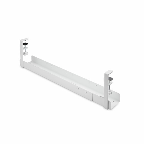 StarTech.com Goulotte Passe Câble Bureau, Organiseur de Câbles Ajustable en Longueur, Installation à Pinces, Aucun Perçage Nécessaire, Support Multiprise, Blanc