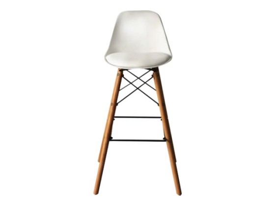 1 Lot de 2 Tabourets STEELWOOD pied hêtre assise blanche