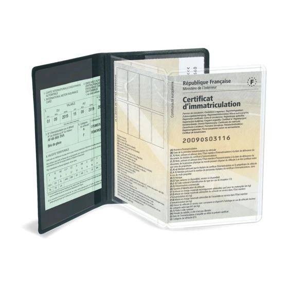 ETUIS CARTE GRISE SLIM GOMME 4 VOLETS - RECTO / VERSO