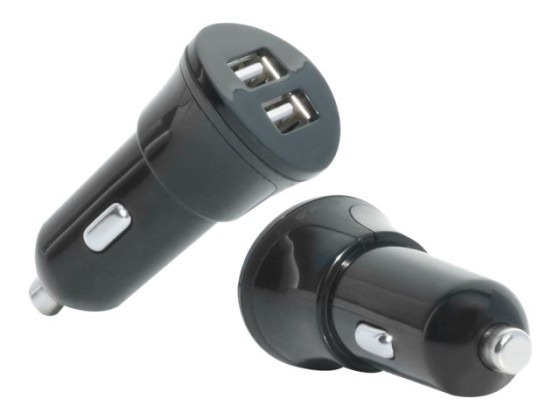 Car Charger 2 USB 12-24V-out 5.0V - 1x1A - 1x2.1A