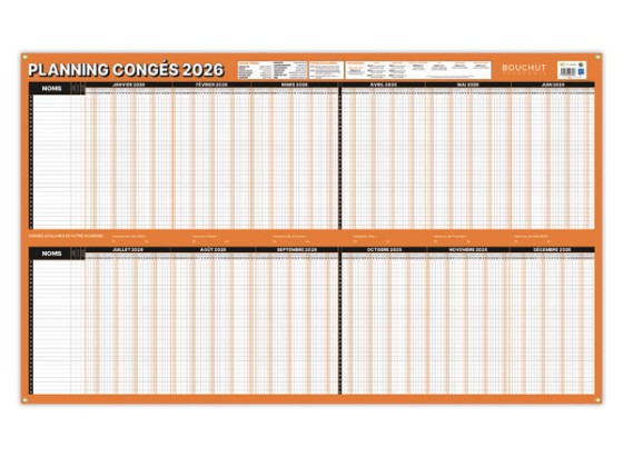 1 Planning annuel millésimé Bouchut - Vacances et Absences - 60x99 cm