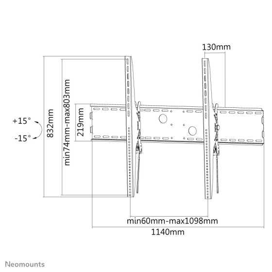 NEOMOUNTS LFD-W2000 Support pour écran mural 60-100p - inclinable