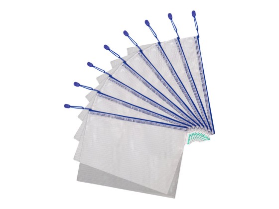 1 Sachet de 8 Pochettes souples armées ZIP - TARIFOLD -A4 - Assorties