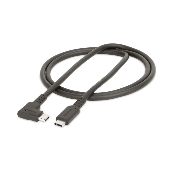 StarTech.com Câble USB-C Robuste à Angle Droit de 1m, USB 3.2 Gen 2, 4K60 - Câble USB - 24 pin USB-C (M) droit pour 24 pin USB-C (M) angle droit - USB 3.2 Gen 2 - 1 m - robuste, support pour 4K60Hz, passif - noir
