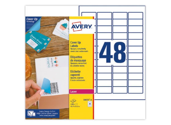 1 Étiquettes de masquage laser AVERY 45,7 x 21,2 mm 25 f x 48 étiquettes