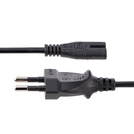 StarTech.com Câble d'Alimentation pour PC, 2m - Prise EU vers C7, 18AWG - Câble d'alimentation - Europlug (P) pour power IEC 60320 C7 - CA 250 V - 2.5 A - 2 m - noir