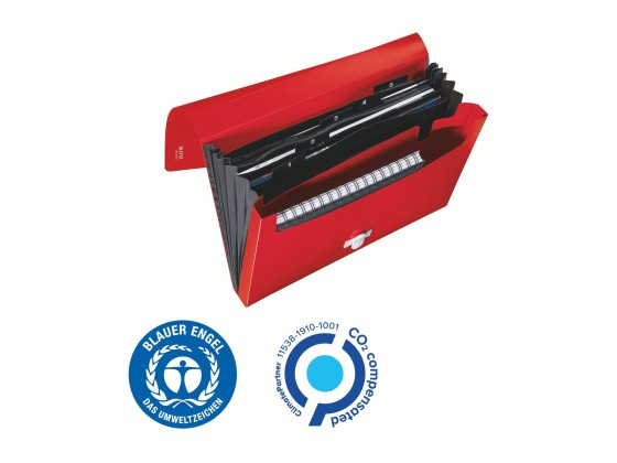 1 Trieur extensible Leitz en PP recyclé - 6 compartiments - Rouge