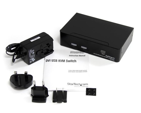 StarTech.com Switch KVM USB DVI à 2 ports - Commutateur écran clavier souris DVI avec audio et hub USB 2.0 - 1920x1200 - Commutateur écran-clavier-souris/audio/USB - 2 x KVM / audio / USB - 1 utilisateur local - de bureau - pour P/N: IM12D1500P, SVA12M2NE