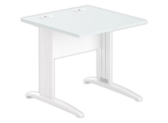 1 Table 80 x 80 gris - pieds blanc