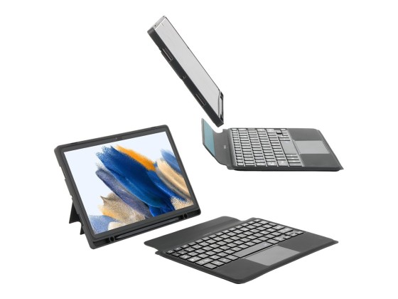 Mobilis C2 - Clavier et étui (étui de protection) - détachable - avec pavé tactile - sans fil - Bluetooth - AZERTY - Français noir étui