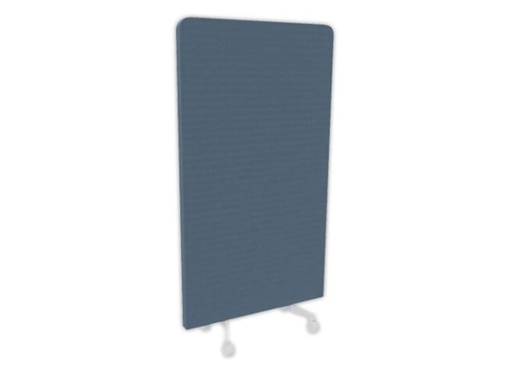 1 Cloison acoustique tissu gris roulettes blanc 190 x 100 cm montée