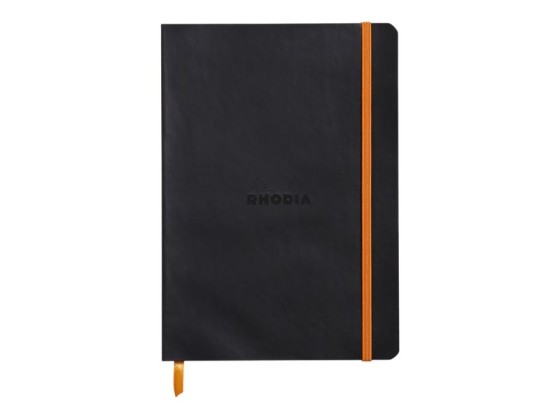 1 Carnet broché Rhodiarama A5 160 p,pointillés, couverture souple noire